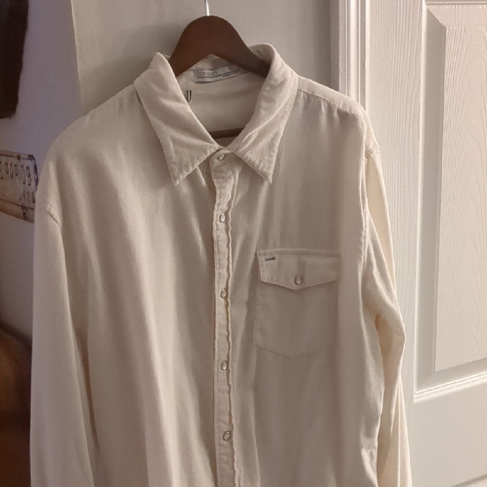 Criquet Men's Casual Cream Button Down Shirt